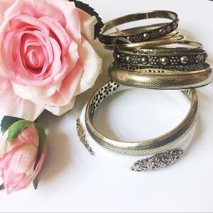 Last 1! Antique Gold Toned 9 PC Bangle Set